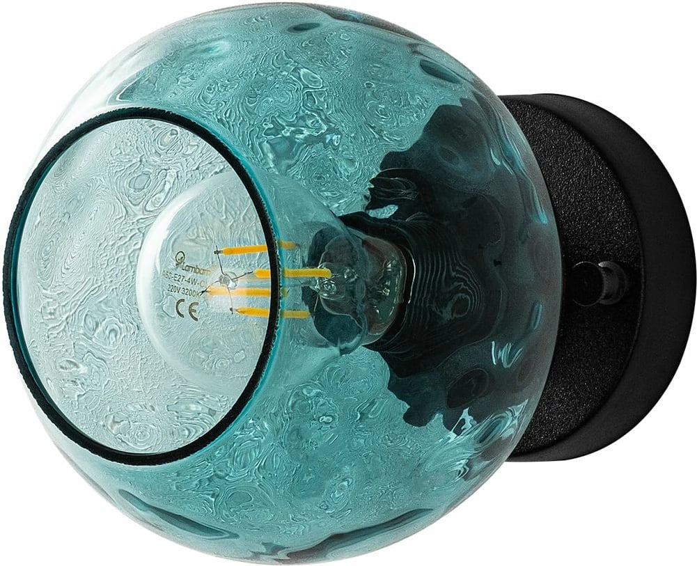 Llambë muri Opviq Benek, metal e xham, blu dhe e zezë, 15x18x15cm