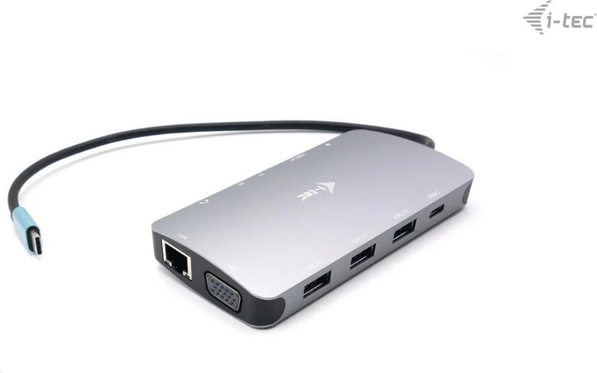 Doking stacion I-Tec Metal USB-C Travel Nano Dock, HDMI/VGA, LAN, Power Delivery 100W, argjend