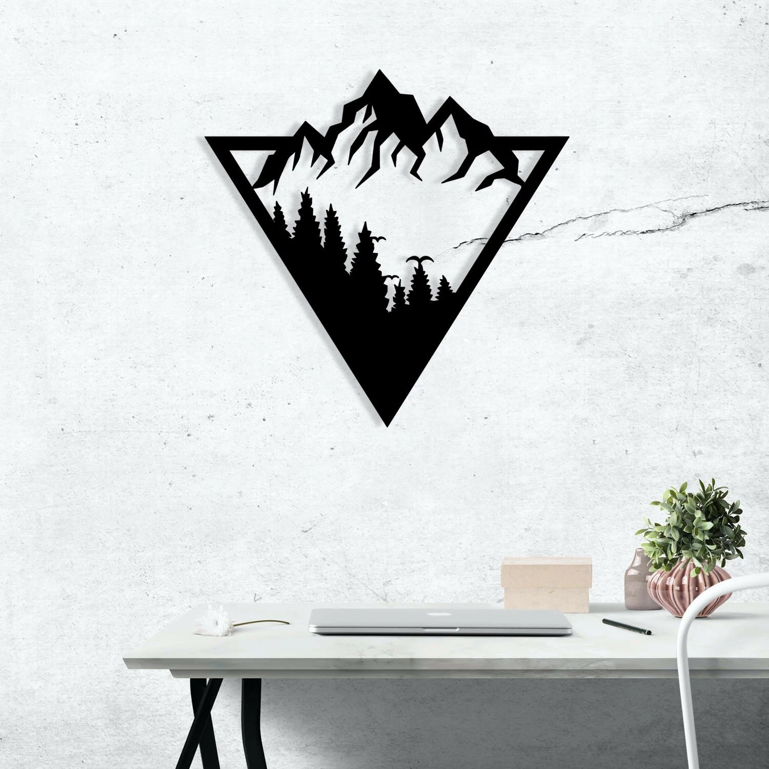 Aksesor dekorativ metalik për mur, Wallity, Meyus, ngjyrë e zezë, 51x50cm