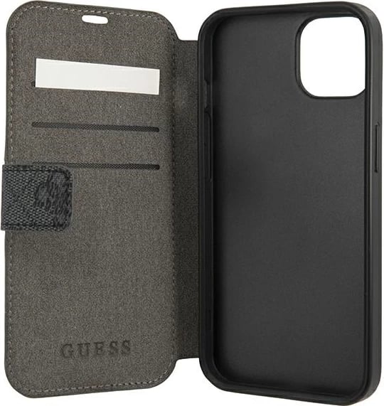 Mbështjellës Guess GUBKP13S4GDGR për iPhone 13 mini 5.4", me kapak, 4G Stripe, Gri