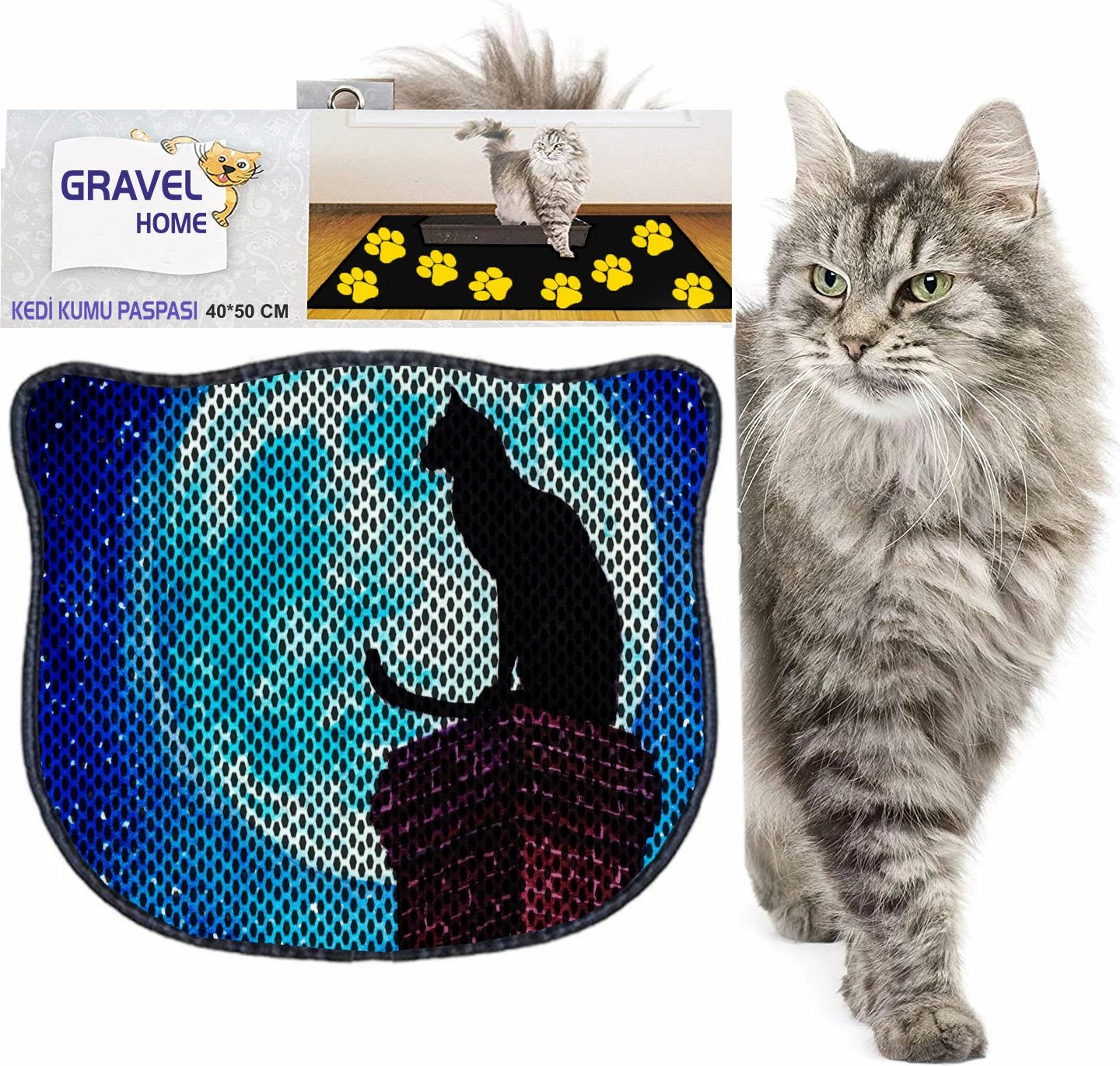 Tapet për rërë mace, shumëngjyrësh, Paws & Whiskers, Kdkafa0131, 40x50cm