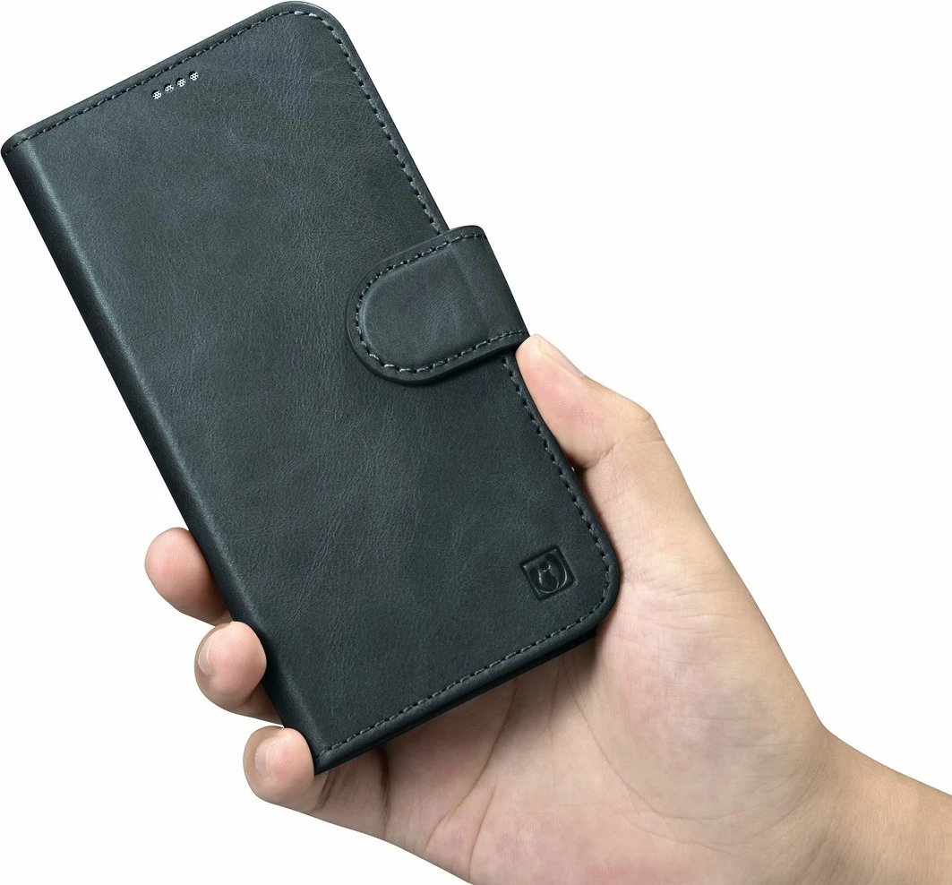 Mbështjellës iCarer Oil Wax Wallet 2in1 për iPhone 14 Pro Max, lëkurë, Anti-RFID, blu