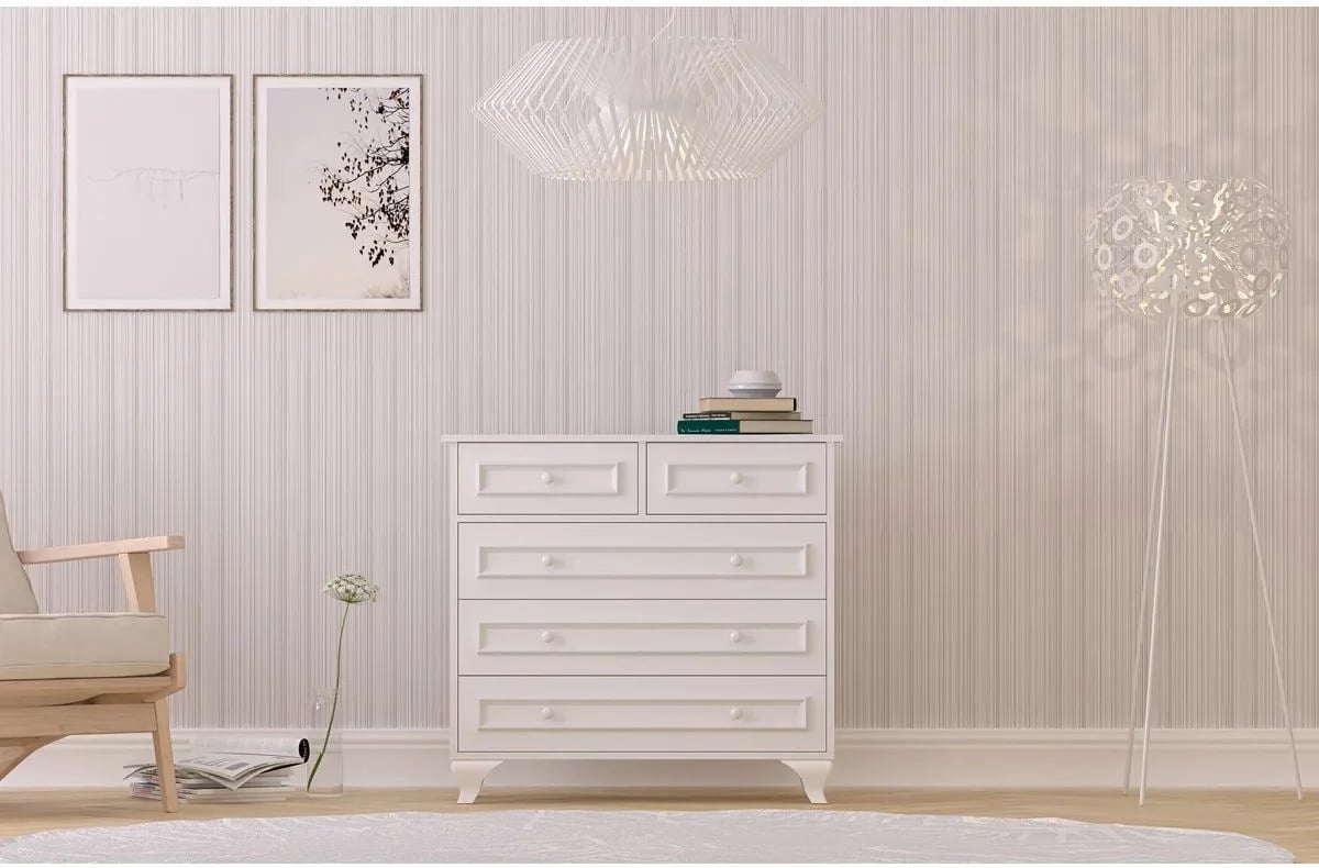 Komodë Skye Decor, ngjyrë e bardhë mat, Rb-186-06