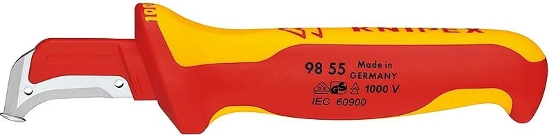 Thikë zhveshëse kabllosh Knipex 009855, 180mm, 1 teh, izolim elektrik, e kuqe/verdhe