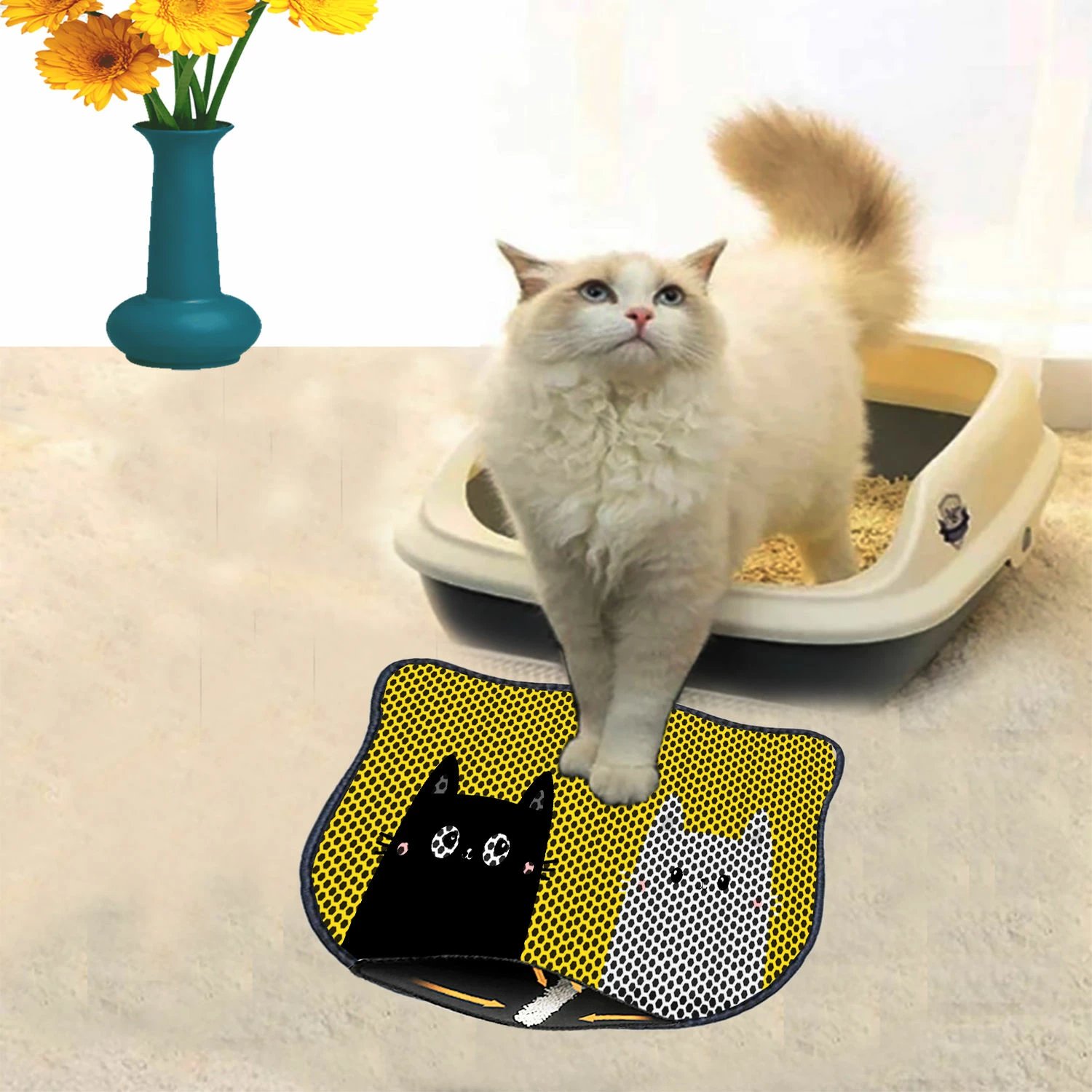 Tapet për rërë mace, shumëngjyrësh, Paws & Whiskers, Kdkafa0193, 40x50cm