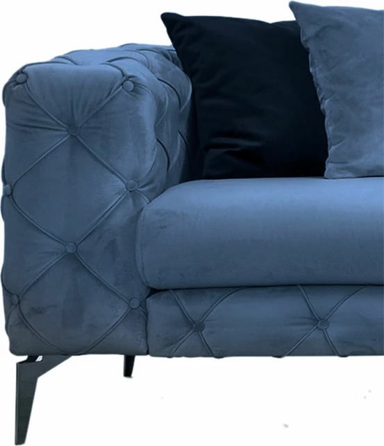 Divan treshe Chesterfield, ngjyrë e kaltër e çelët, PWF-0579, 237x90x73 cm