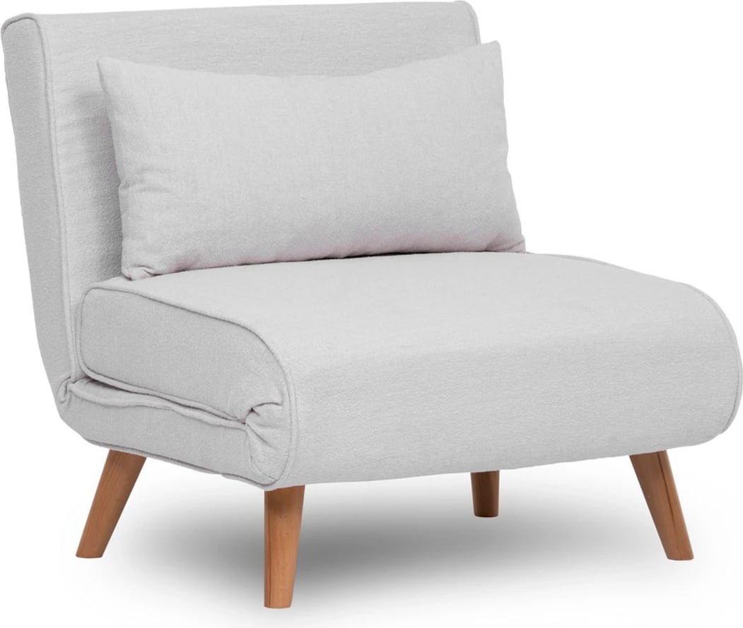 Krevat-karrige një vendi Atelier del Sofa, Folde Single, material teddy, e bardhë