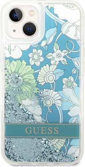 Mbështjellës Guess Flower Liquid Glitter për iPhone 14 6.1", i gjelbër, hardcase Mbështjellës Guess Flower Liquid Glitter për iPhone 14 6.1", i gjelbër, hardcase