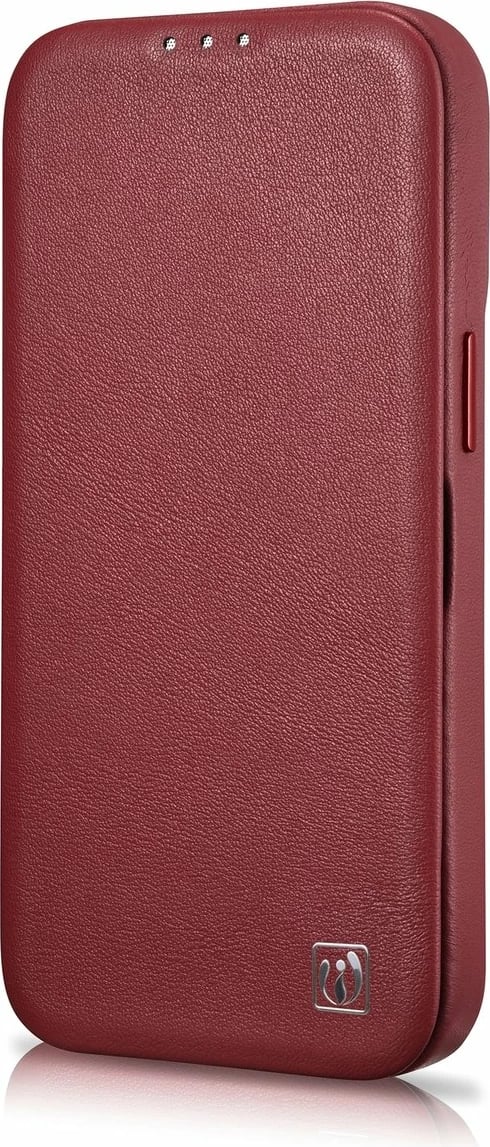 Mbështjellës lëkure iCarer CE Premium Folio për iPhone 14 Plus, MagSafe, Kuq