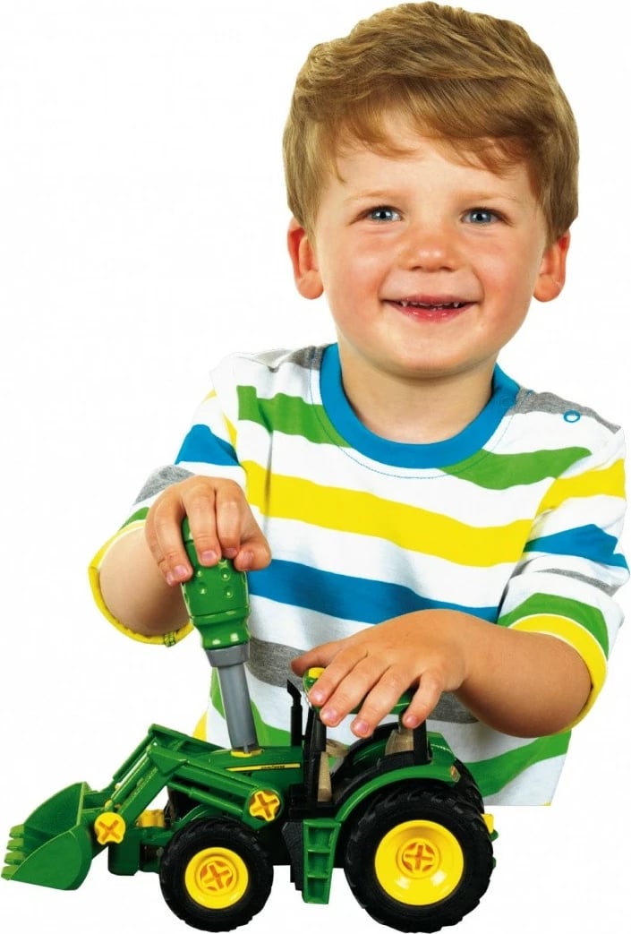 Traktor lodër Klein John Deere 6215R për fëmijë, Gjelbër/Verë/Zeze