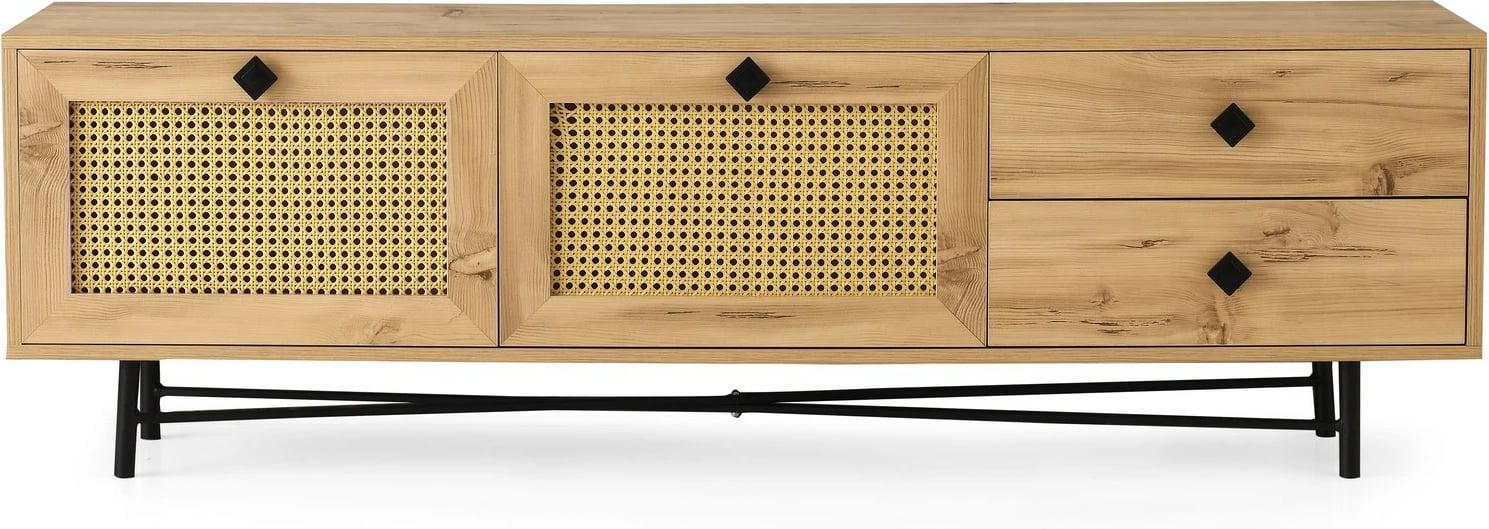 Komodë TV Hanah Home, Hapsiyas 180, ngjyrë lis dhe e zezë