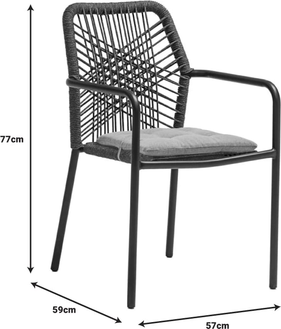 Set tavoline me karrige Kliton-Kherson, alumin, ngjyrë antracit, 80x80x74cm, 5 copë