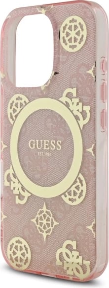 Mbështjellës Guess IML Peony On 4G Background MagSafe për iPhone 16 Pro Max, Rozë