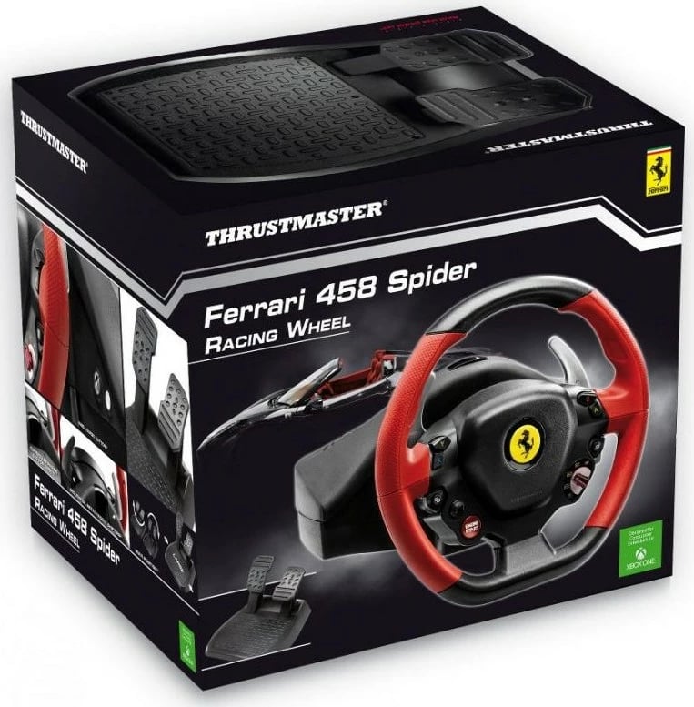 Timoni Thrustmaster Ferrari 458 Spider, Xbox One, D-pad, me kabllo, zi, kuq