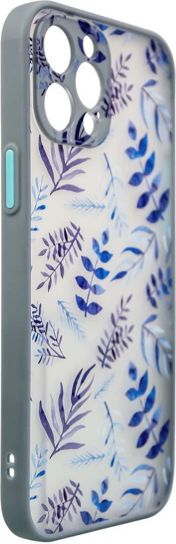 Mbështjellës Hurtel Design Case për iPhone 12 Pro Max, lule, kaltër e errët