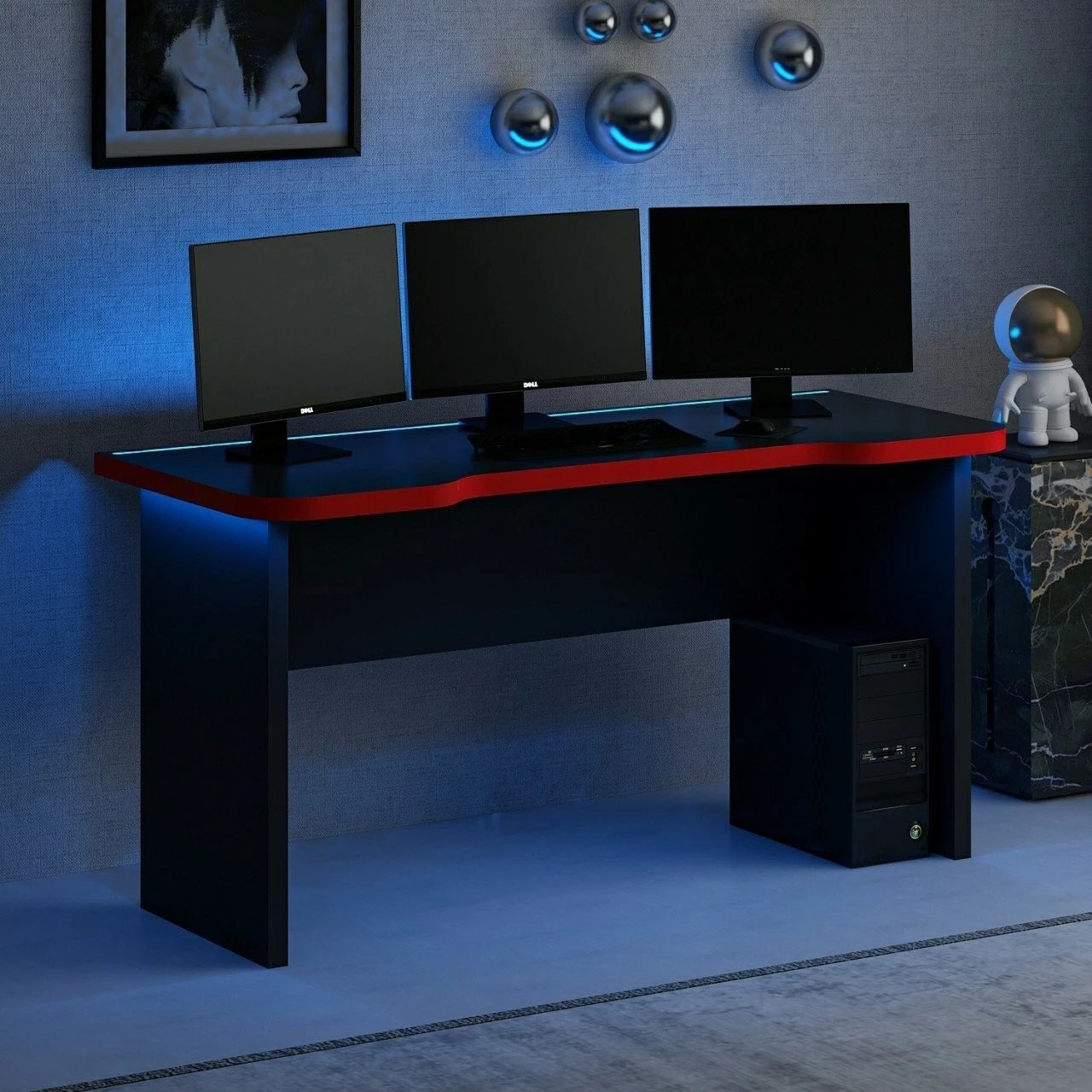 Tavolinë gaming Skye Decor, Phoenix 1, e zezë, e kuqe