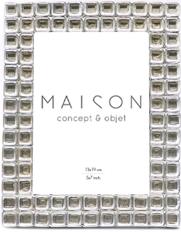 Kornizë foto Cubes, polirezine, ngjyrë argjendi, xham, 18x2x23cm