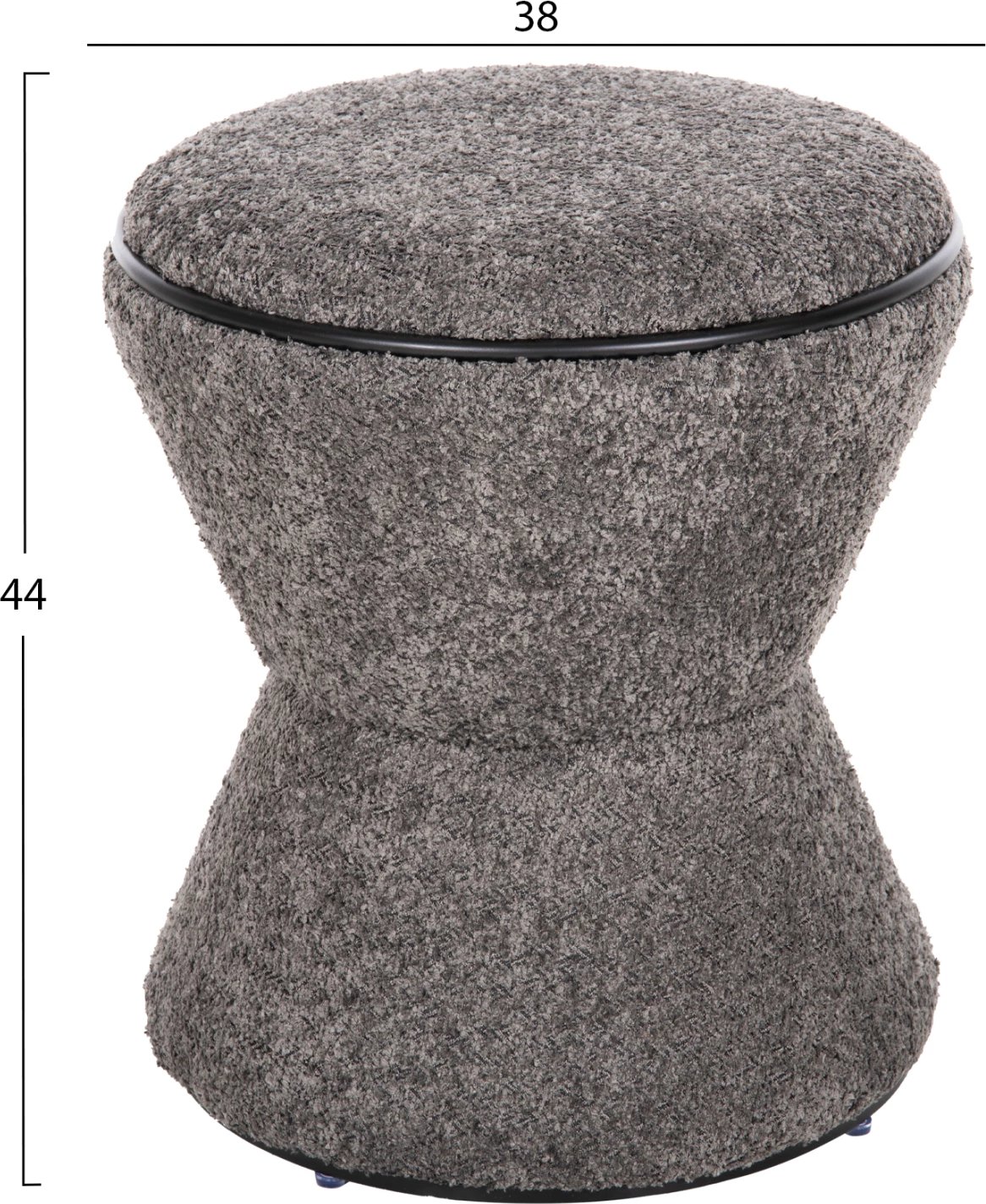 Karrige për bar rrumbullake LINNER FH9604.01, pëlhurë boucle gri-me detaje të zeza, D38x44 cm