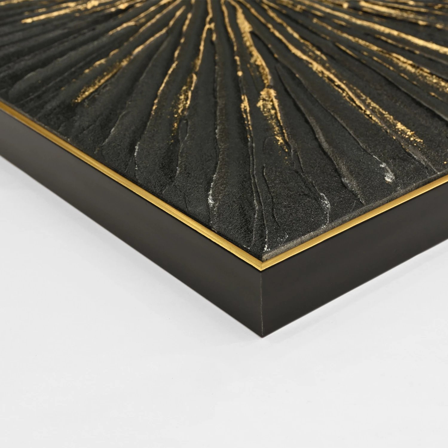 Pikturë muri FH4549 me kornizë PS ngjyrë bezhë, kanavacë e zezë, e punuar me dorë, 72x4.5x102 cm