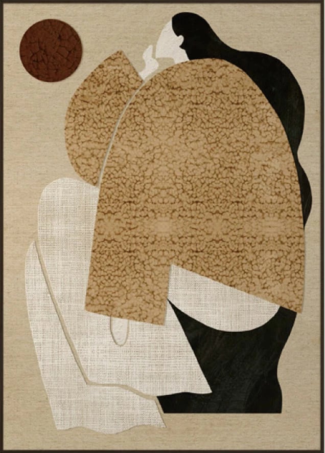 Pikturë dekorative AMIT me kornizë, 80x120x4.3cm, bezhë, e bardhë, e zezë