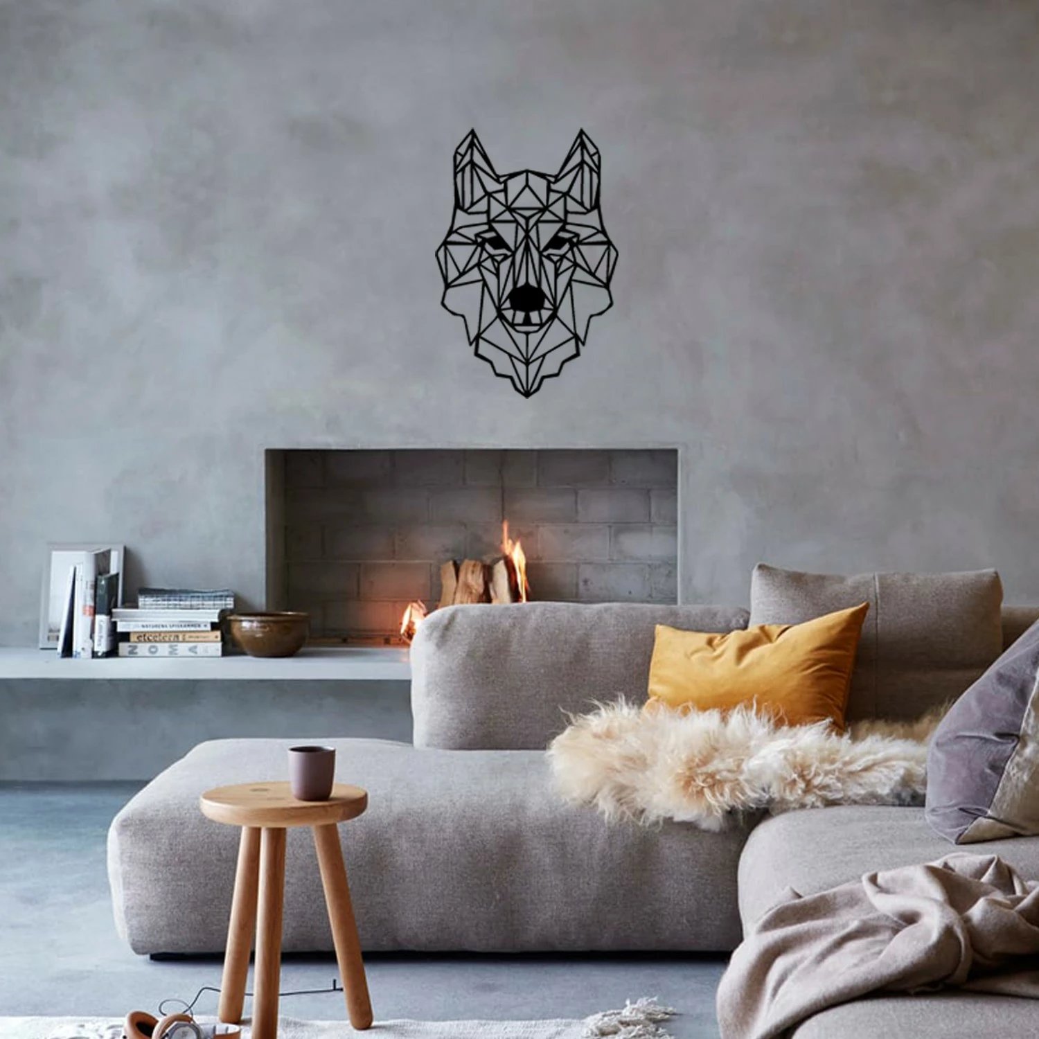 Aksesor dekorativ metalik për mur, Wallity, Kurt, ngjyrë e zezë, 46x70cm