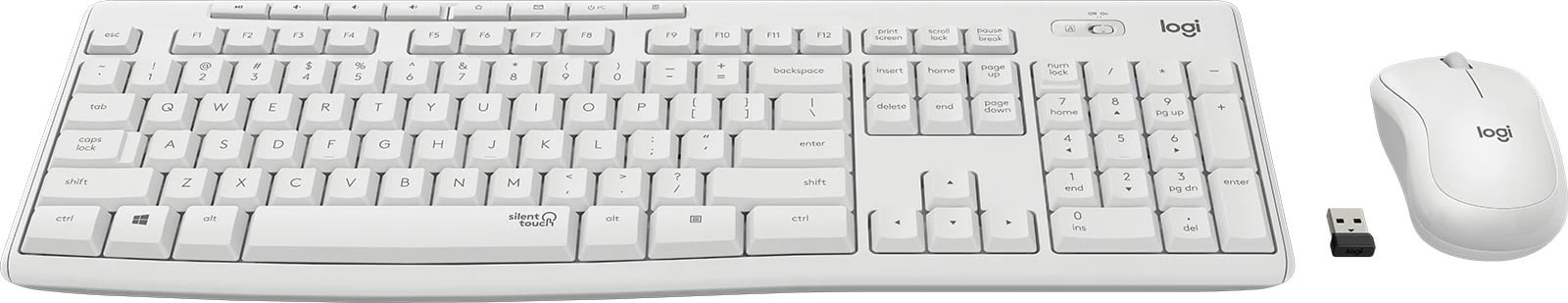Set tastierë dhe maus Logitech MK295 Silent Wireless Combo, pa tela, bardhë