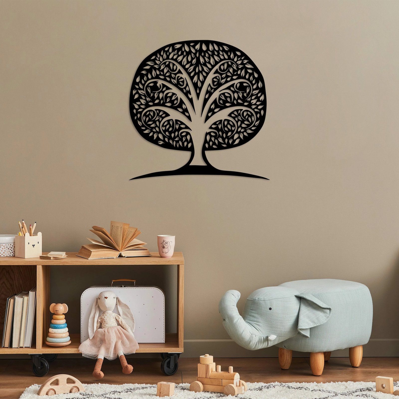 Aksesor dekorativ muri prej metali, Wallity, Pema Monumentale 7, ngjyrë e zezë, 71x70cm