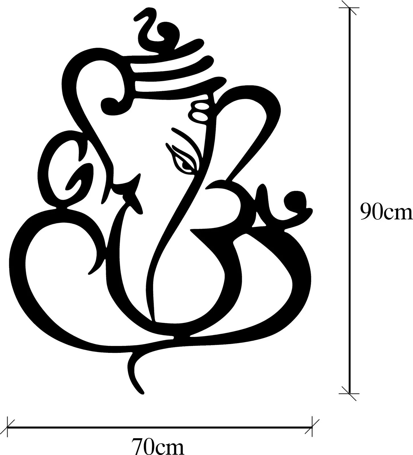 Aksesor dekorativ metalik për mur Wallity, Ganesha, ngjyrë e zezë