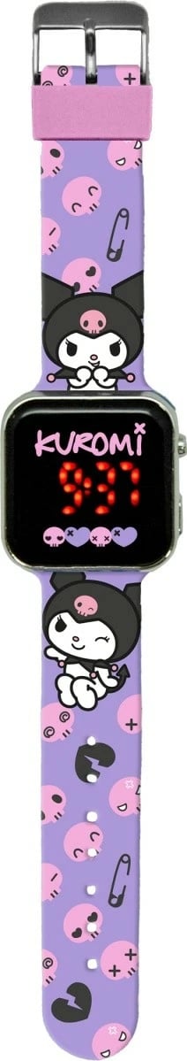 Orë digjitale LED për fëmijë Kids Euroswan Kuromi Hello Kitty, PVC, e zezë/rozë/vjollcë
