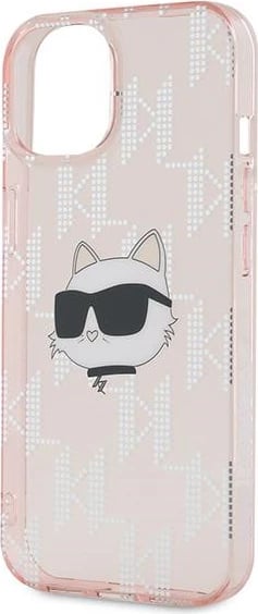 Mbështjellës Karl Lagerfeld IML Choupette Head & Monogram për iPhone 14/15/13, Rozë