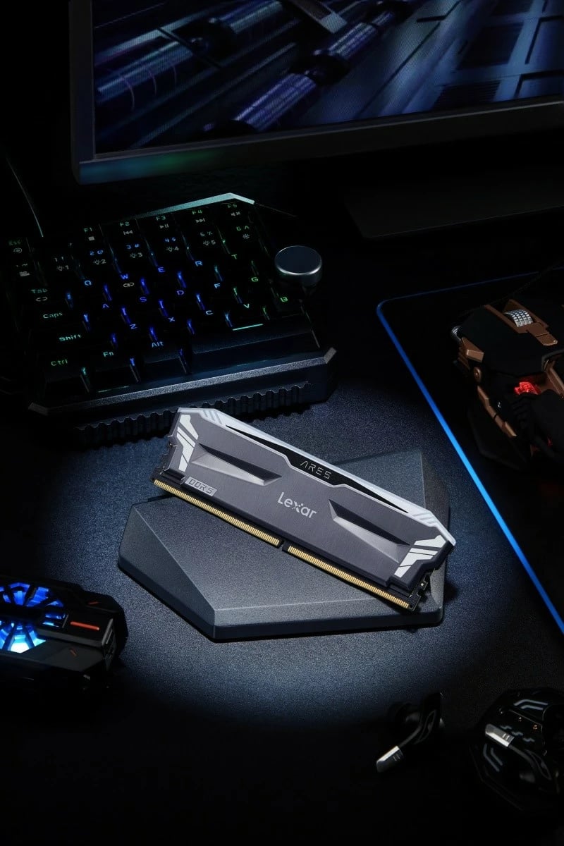 RAM Memorje Lexar ARES RGB DDR5, 32GB (2x16GB), 7200 MHz, CL34, e zezë RAM Memorje Lexar ARES RGB DDR5, 32GB (2x16GB), 7200 MHz, CL34, e zezë