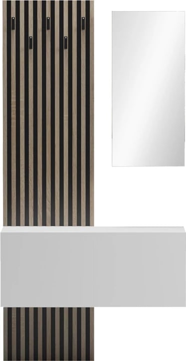 Mobilje korridori Arika me pasqyrë, ngjyrë e bardhë-sonoma, 100x37.1x199.5cm