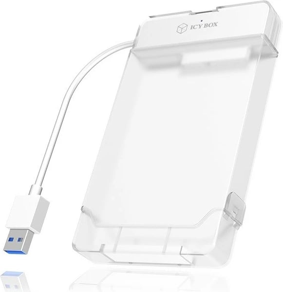 Kasë IcyBox IB-AC703-U3 për hard disk/SSD 2.5", Transparent, Bardhë