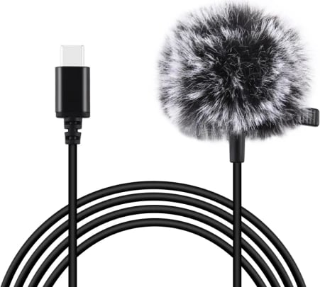 Mikrofon lavalier Puluz PU425 me klip, 1.5m, USB-C, i zi