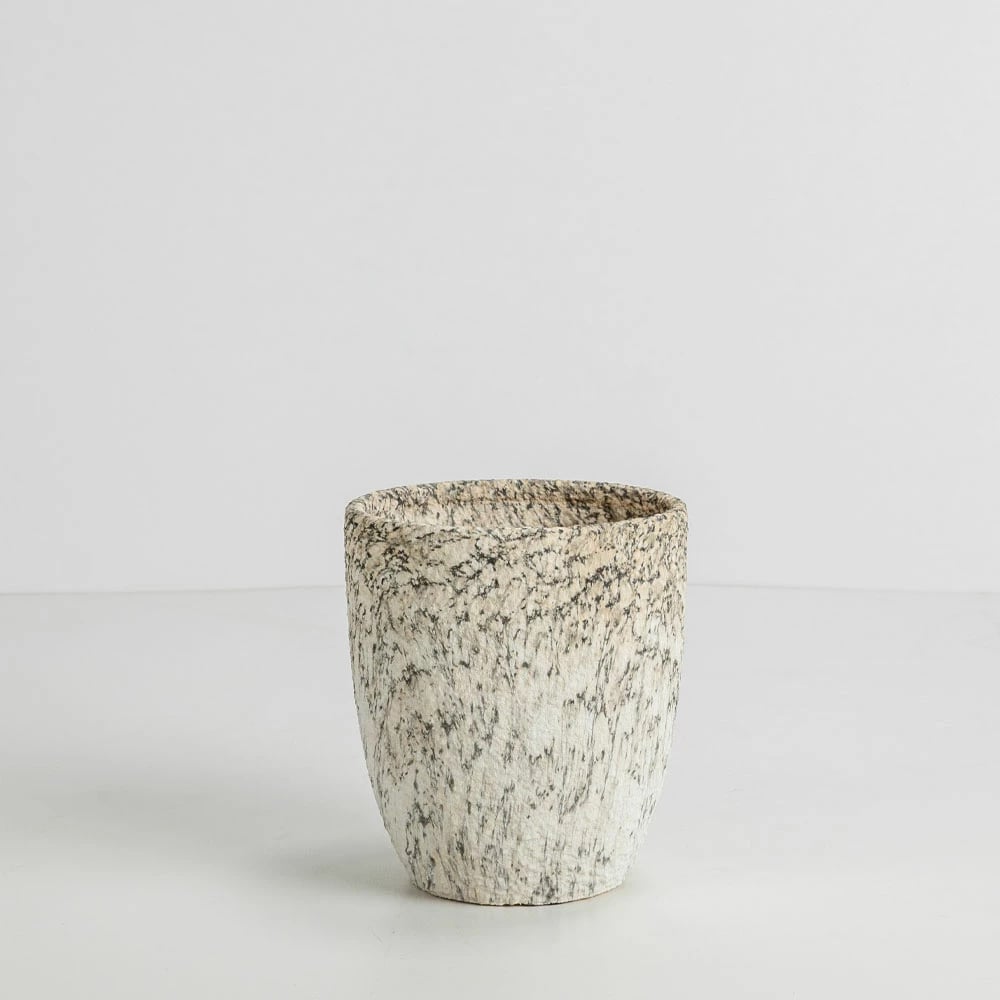 Set me 3 vazo KANCHE, qeramike, bezhë e zezë, 30x30x31cm