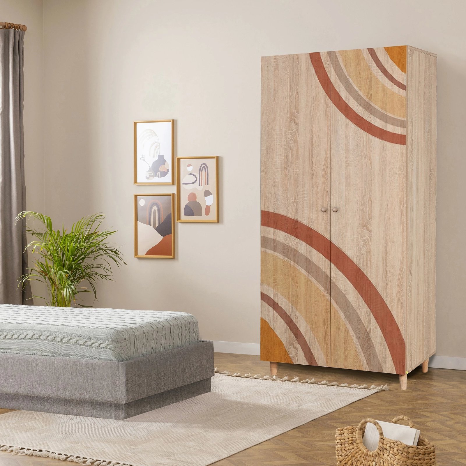 Dollap Lidya 2, ngjyrë sonomo, Skye Decor, 90x192x52 cm