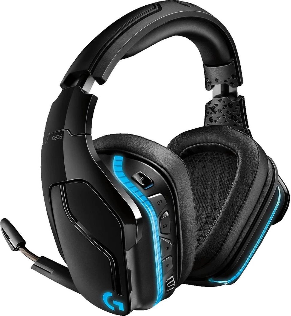 Kufje gaming me mikrofon, Logitech G935 981-000744, over-ear me kontrola në kupë, RGB, e zezë