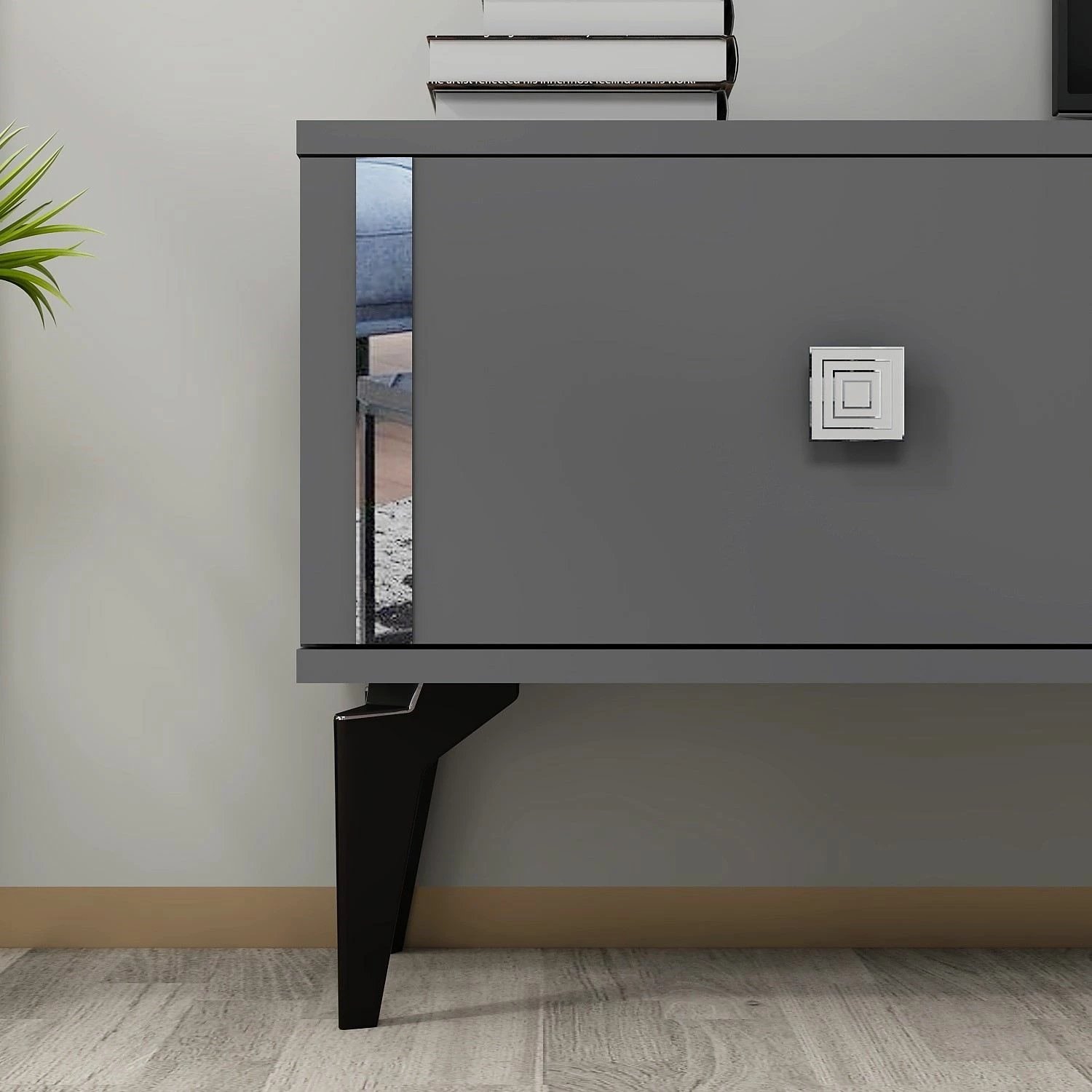 Komodë për TV Skye Decor, Doruk, antracit, argjend