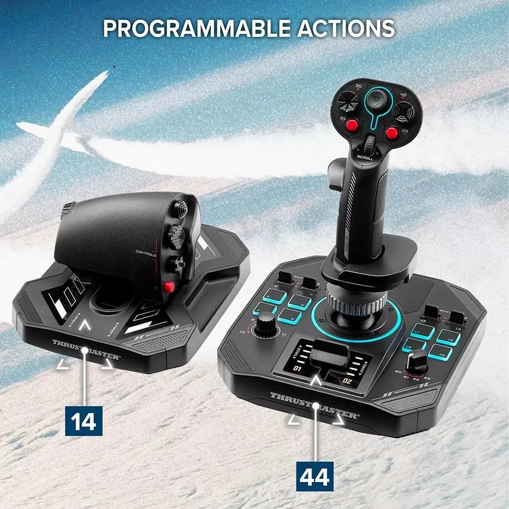Joystick dhe throttle HOTAS Thrustmaster Sol-R 4 2960945, 21 butona, USB-C me kabllo, për PC, e zezë, set