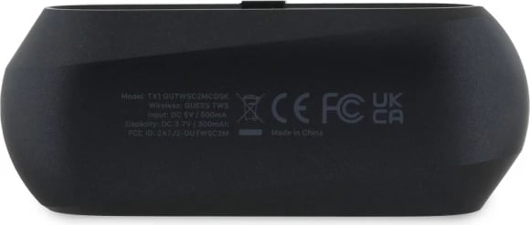 Kufje TWS Guess Elongated Metallic Logo me stacion karikimi, Bluetooth 5.3, të zeza Kufje TWS Guess Elongated Metallic Logo me stacion karikimi, Bluetooth 5.3, të zeza