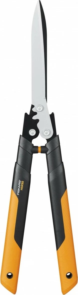Gërshërë gardhi Fiskars PowerGear X HSX92 1023631, mekanizëm 3x, teh çeliku me veshje PTFE, doreza të lehta, portokalli/zezë