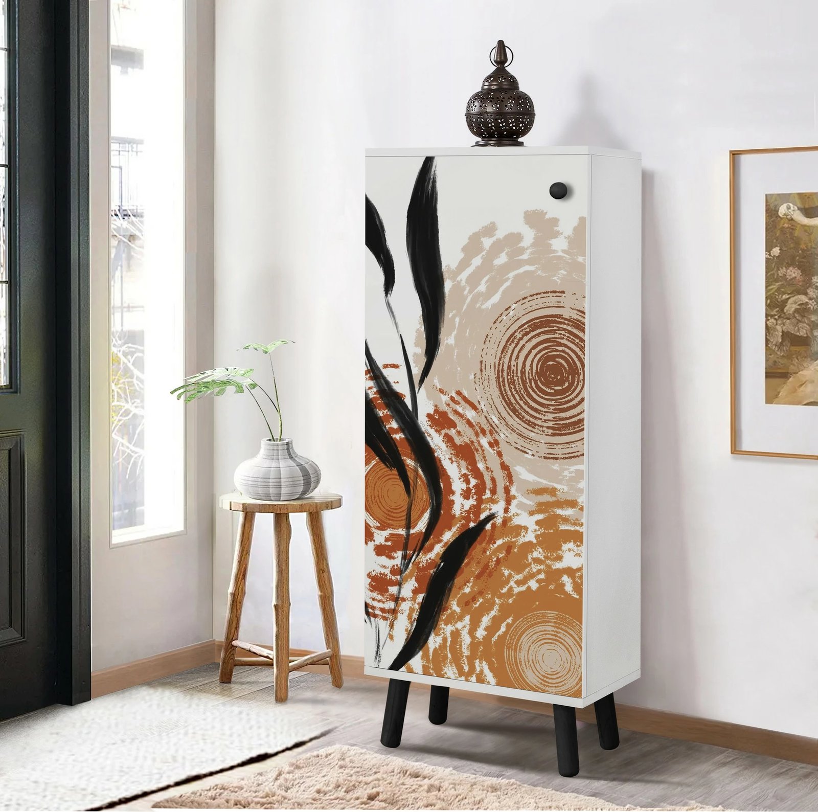 Dollap për këpuca Hanah Home, Vegas - SB 968, bardhë/zi, 50x135x38cm