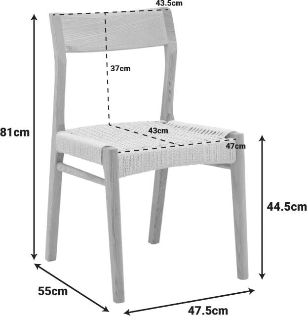 Karrige Karlinda, dru ahu natyral, litar ngjyrë natyrale, 47.5x55x81cm