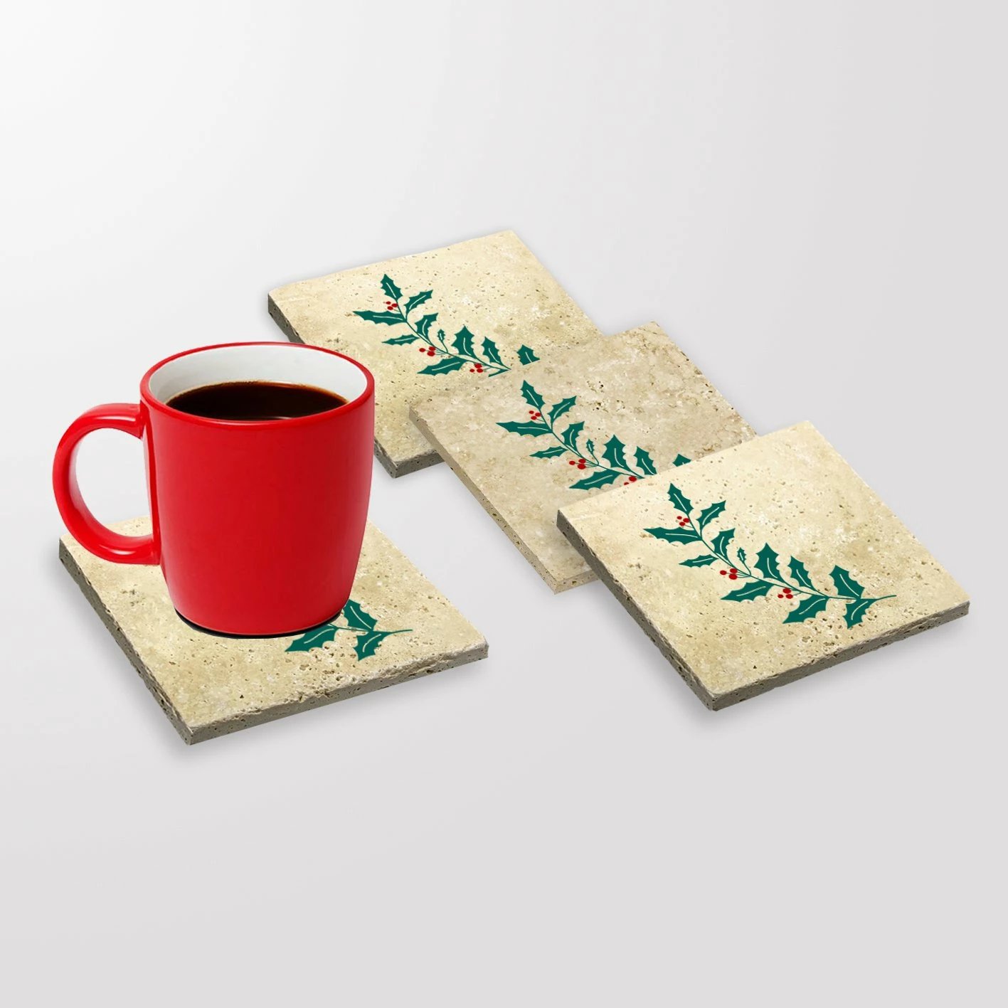 Set 4 copë mbrojtëse gotash prej guri natyral, shumëngjyrëshe, Hermia, TBA57581