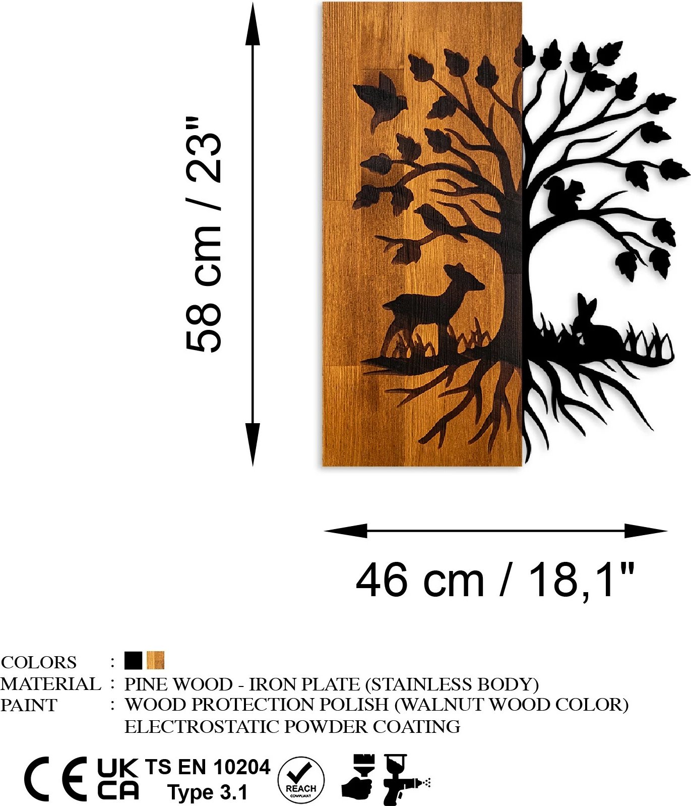 Aksesor dekorativ prej druri për mur, Wallity, natyrë, ngjyrë arre/zezë