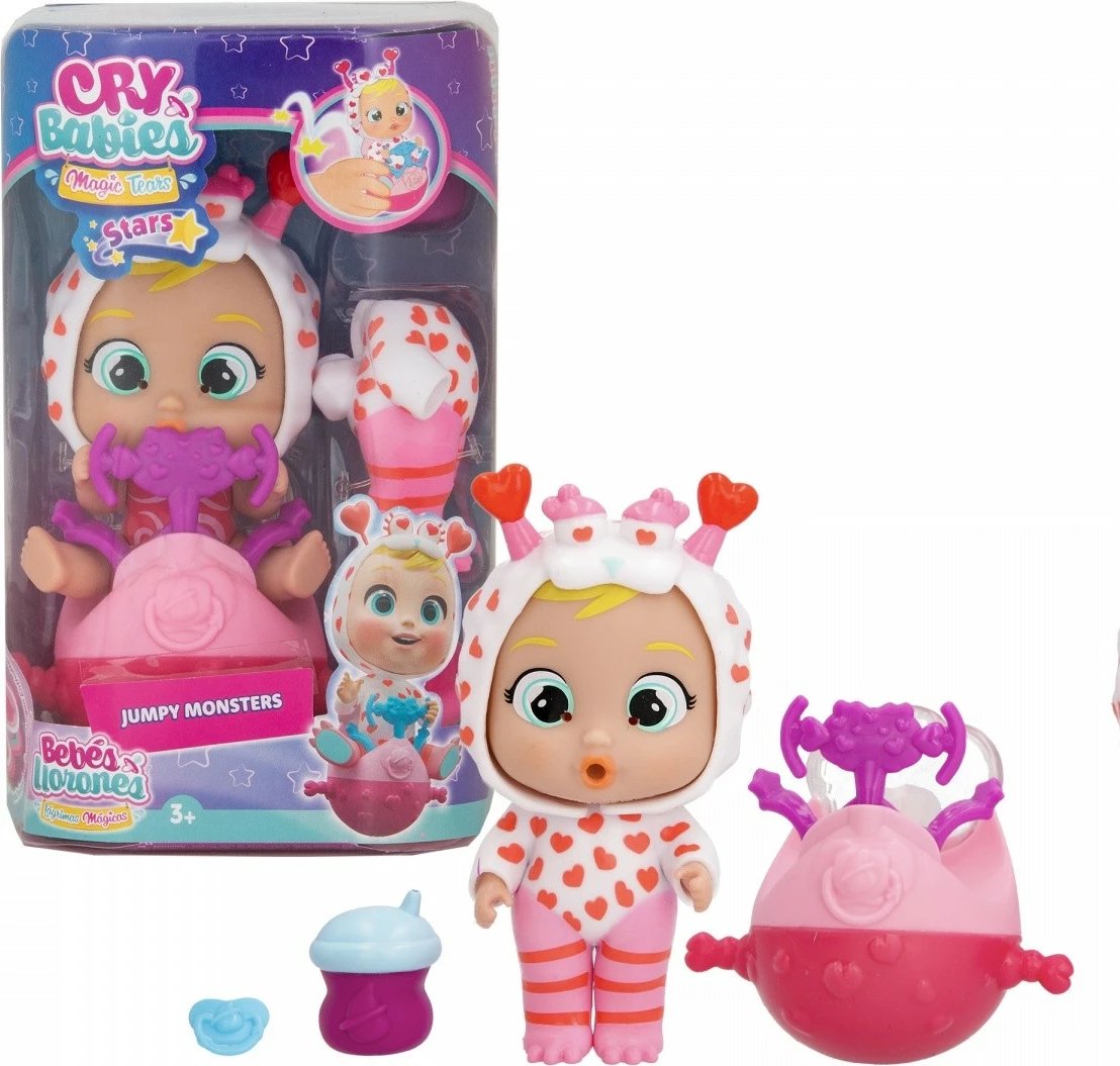 Kukull Cry Babies Stars Jumpy Monsters Momo, Tm Toys, plastike, për vajza, pa bateri