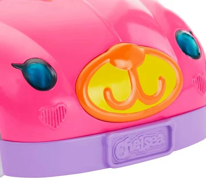 Set lodrash Barbie Chelsea me makinë lodër dhe arush, Mattel HXN05, për vajza