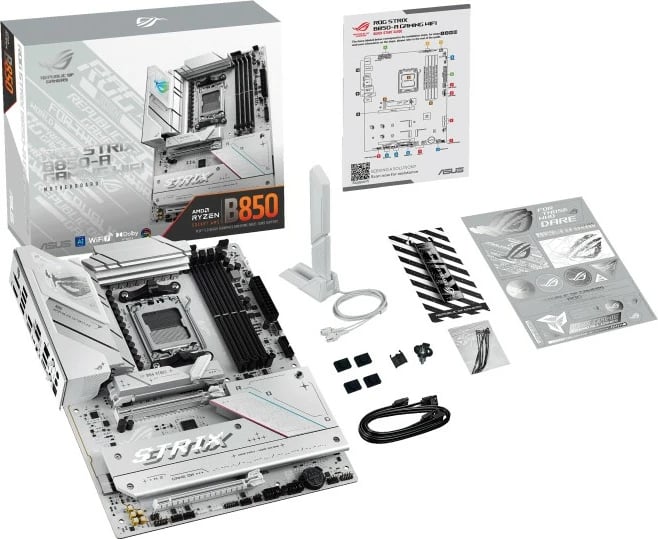 Pllakë amë Asus ROG STRIX B850-A GAMING WIFI, Socket AM5, ATX, WiFi 7, e bardhë Pllakë amë Asus ROG STRIX B850-A GAMING WIFI, Socket AM5, ATX, WiFi 7, e bardhë