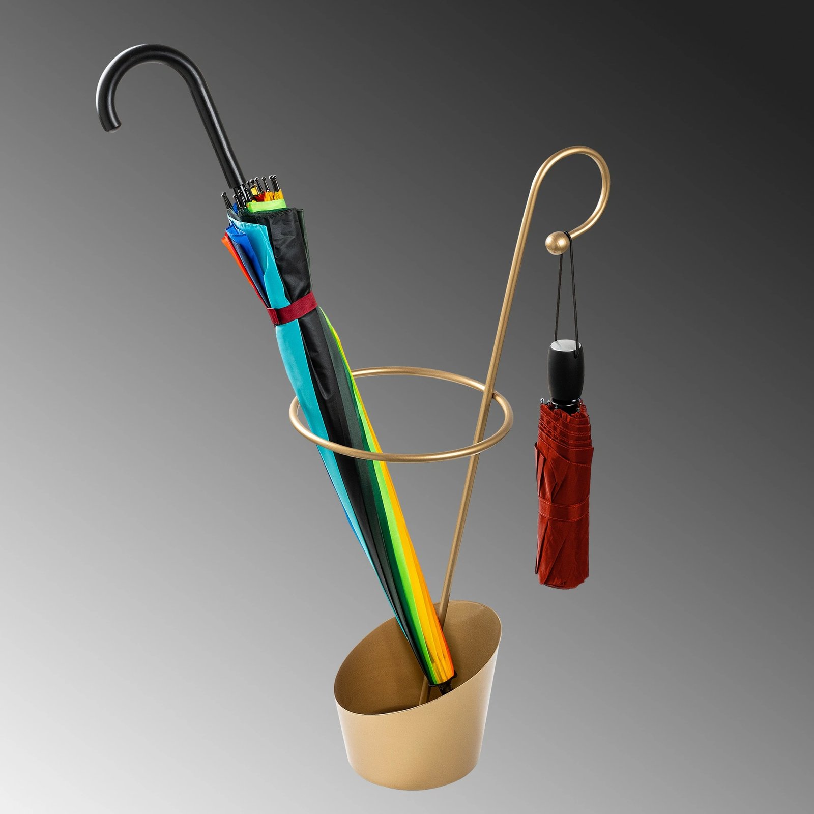 Stendë për ombrella, metalike, ngjyrë ari, Evila Originals, 34x23x67cm