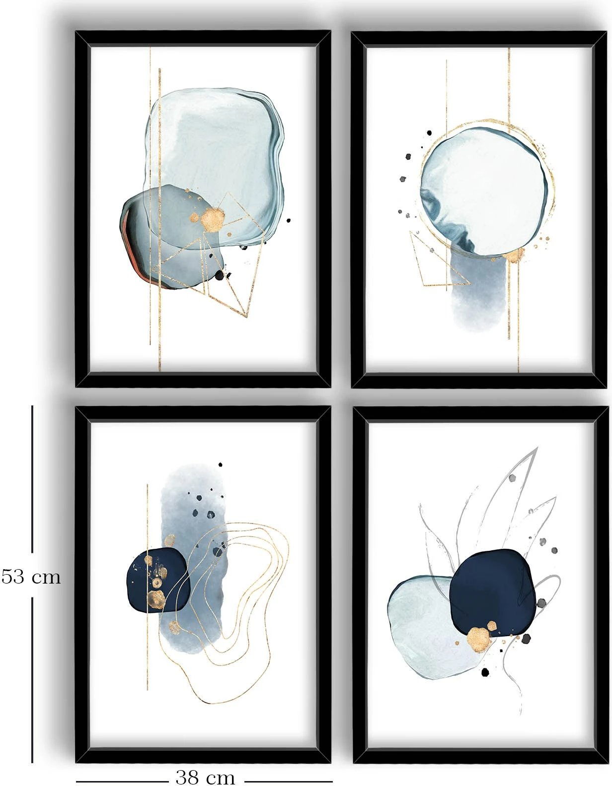 Pikturë dekorative me kornizë, 4 copë, Wallity, 4P3853NISCT-001